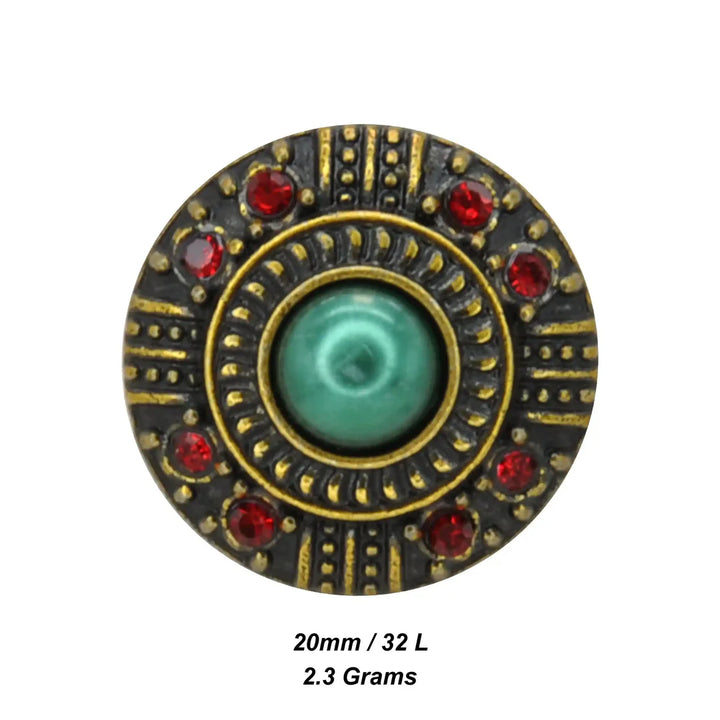 Vintage Royal Gem Shank Metal Button | 14mm (22L)