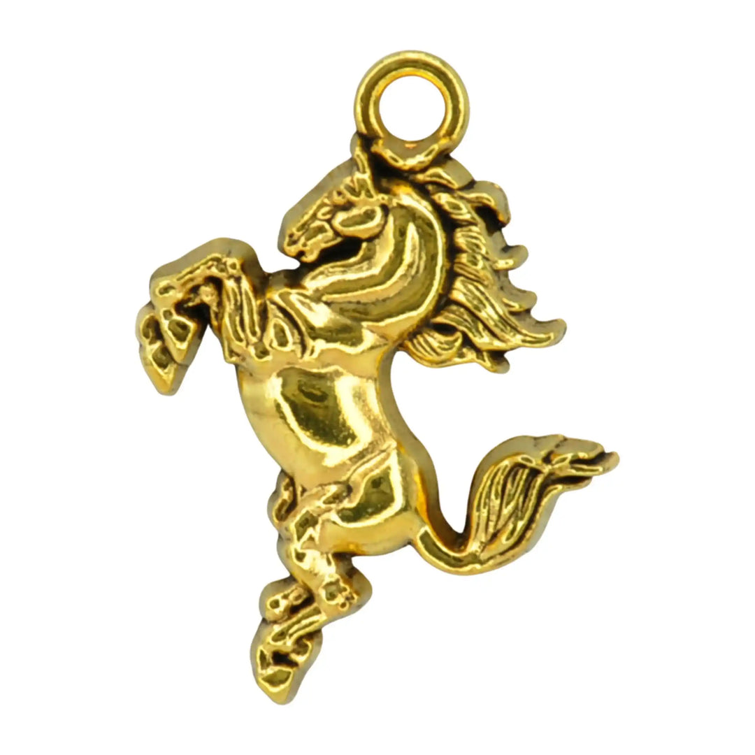 Golden Rearing Horse Metal Charms | 24mm x 30mm﻿