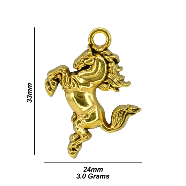 Golden Rearing Horse Metal Charms | 24mm x 30mm﻿