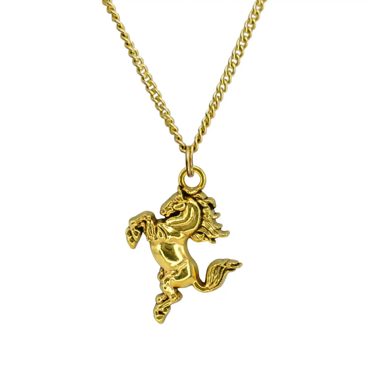 Golden Rearing Horse Metal Charms | 24mm x 30mm﻿