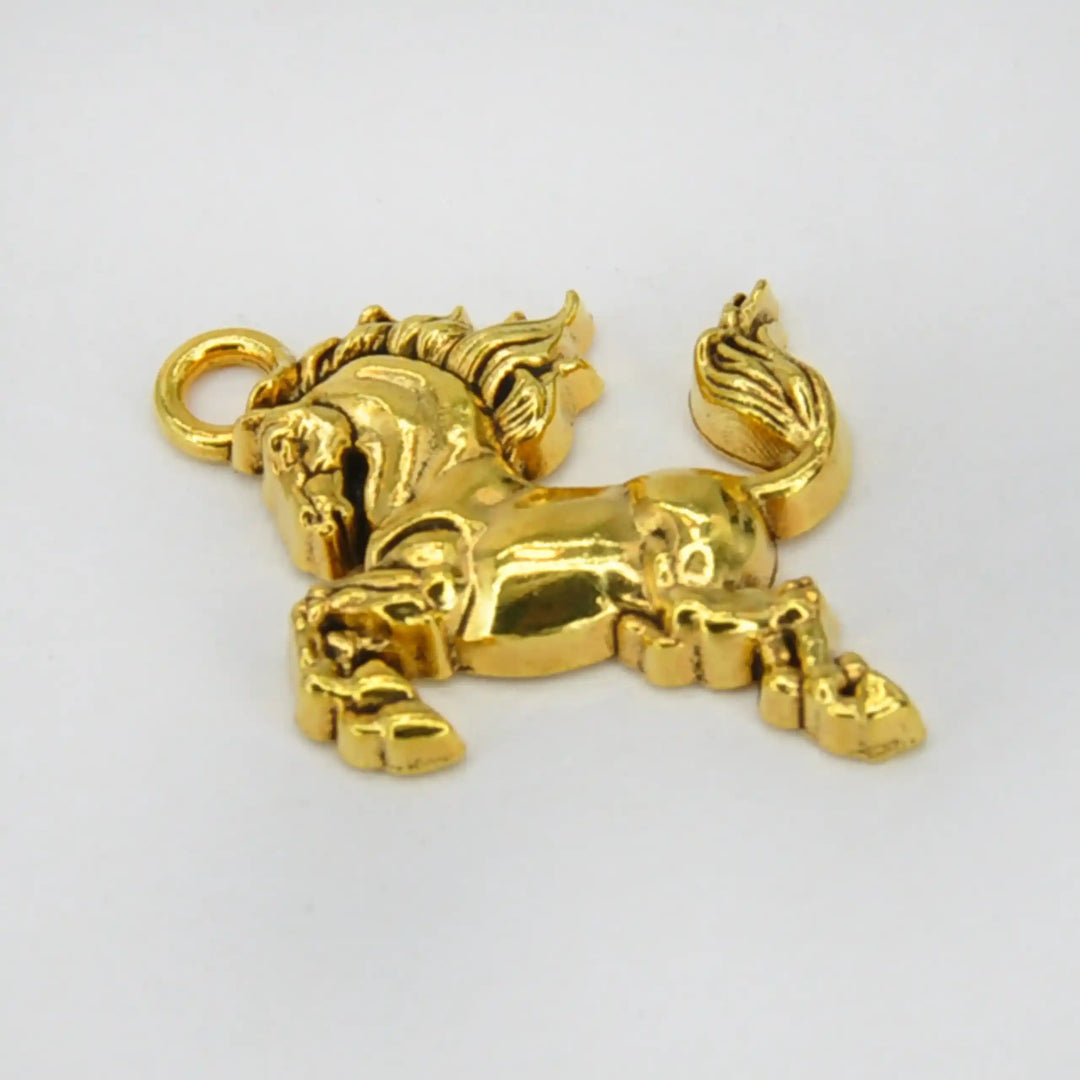 Golden Rearing Horse Metal Charms | 24mm x 30mm﻿