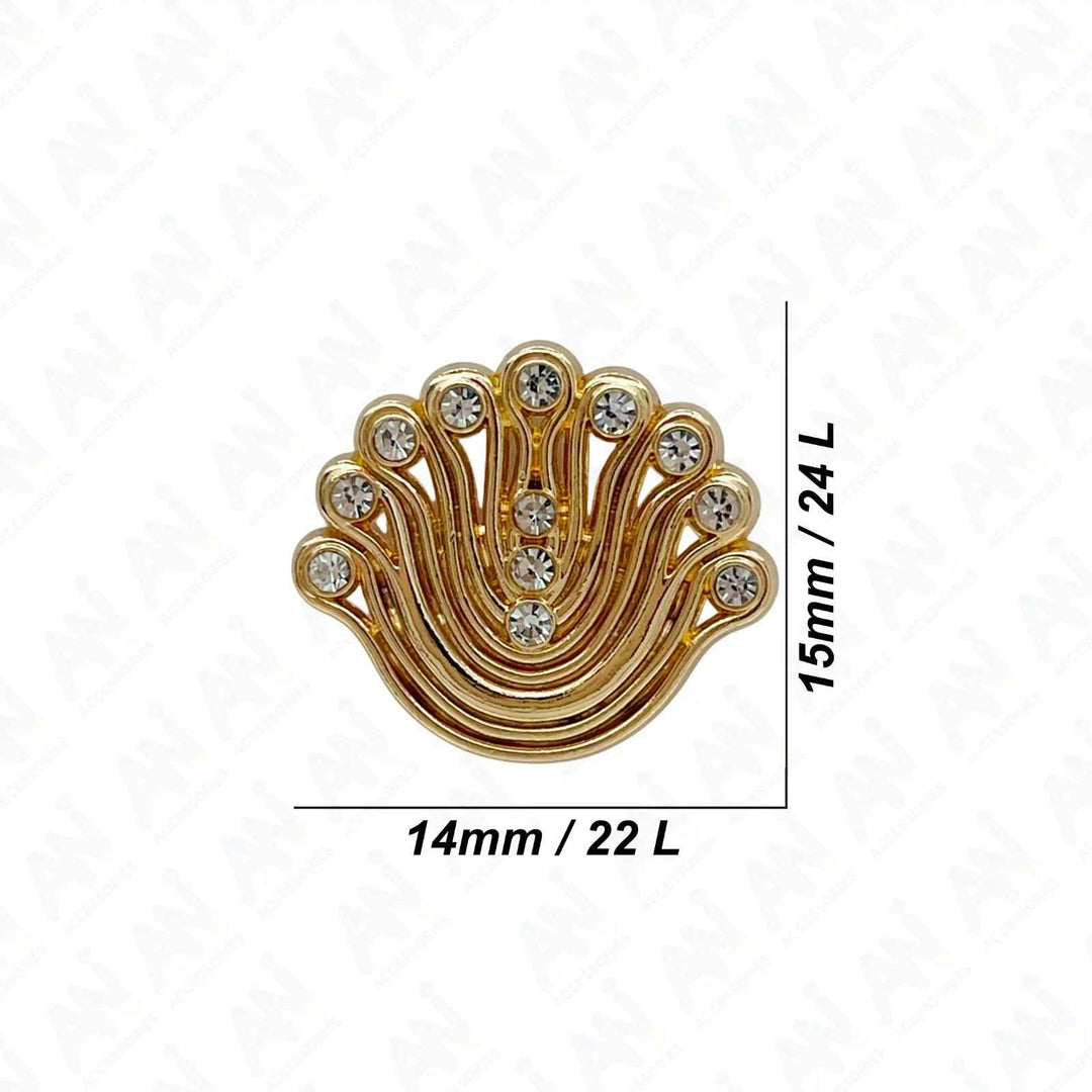 Decorative Fan-Shaped Metal Buttons | 14mm(22L), 18mm(28L) & 23mm(36L)