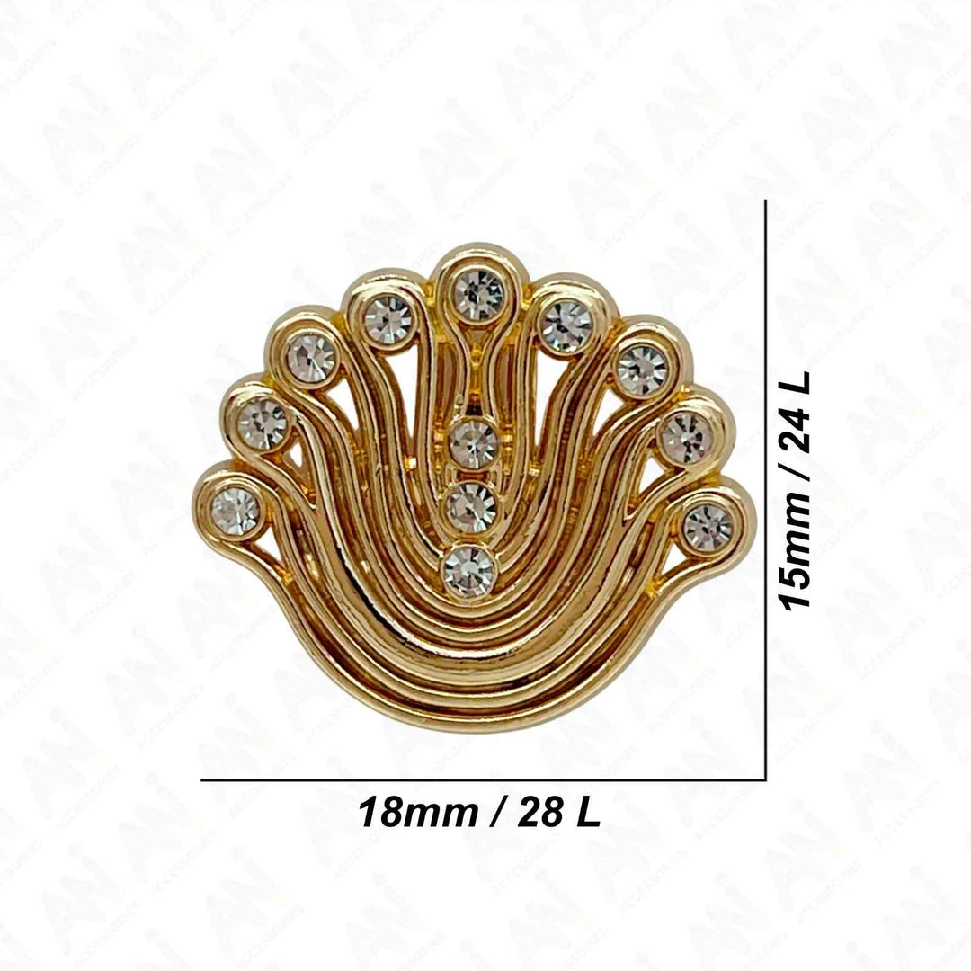 Decorative Fan-Shaped Metal Buttons | 14mm(22L), 18mm(28L) & 23mm(36L)