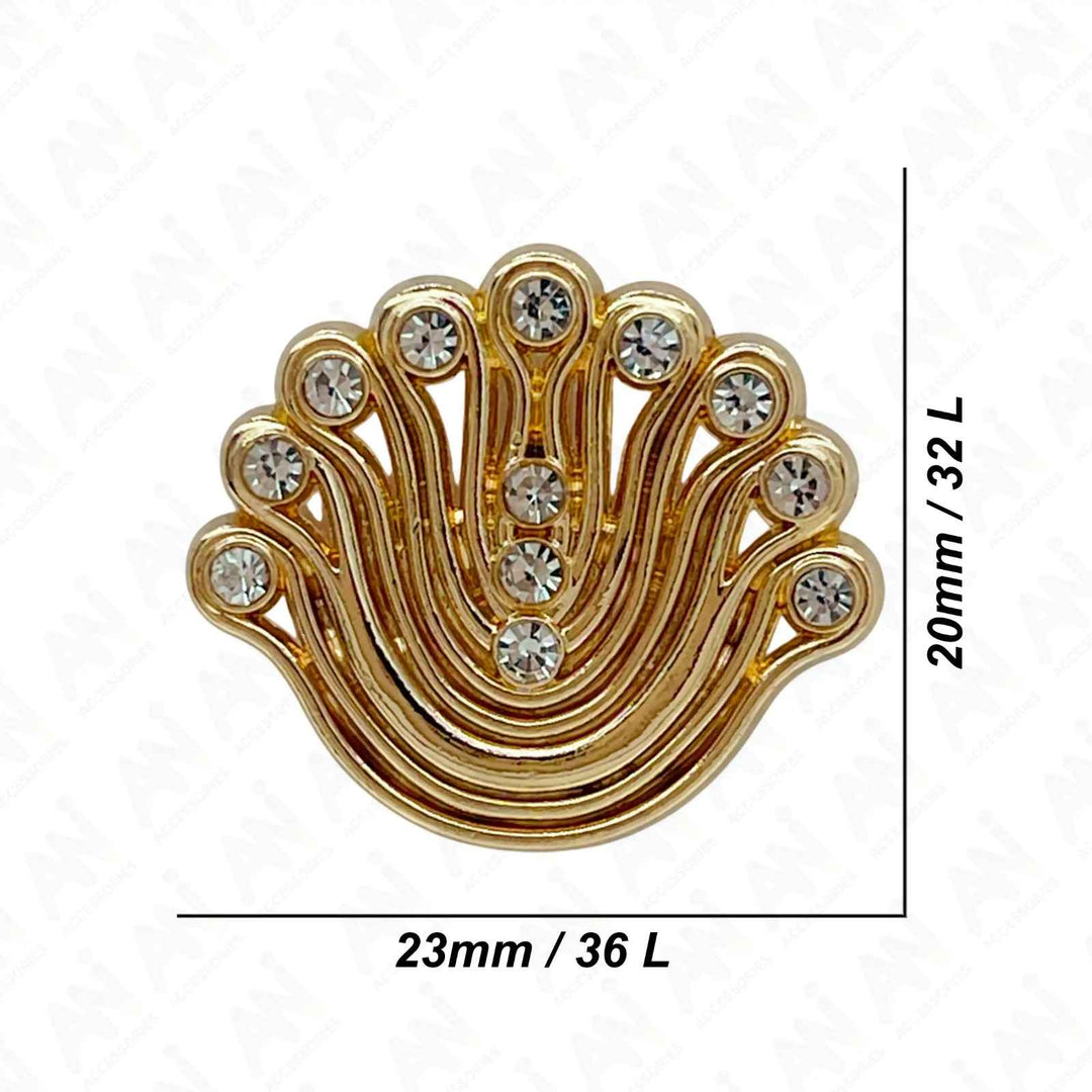 Decorative Fan-Shaped Metal Buttons | 14mm(22L), 18mm(28L) & 23mm(36L)
