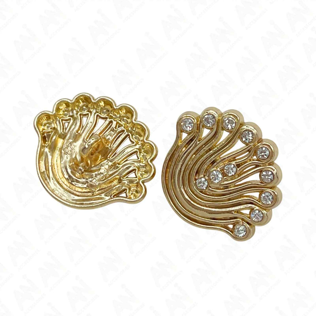 Decorative Fan-Shaped Metal Buttons | 14mm(22L), 18mm(28L) & 23mm(36L)