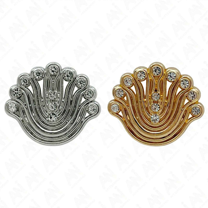 Decorative Fan-Shaped Metal Buttons | 14mm(22L), 18mm(28L) & 23mm(36L)