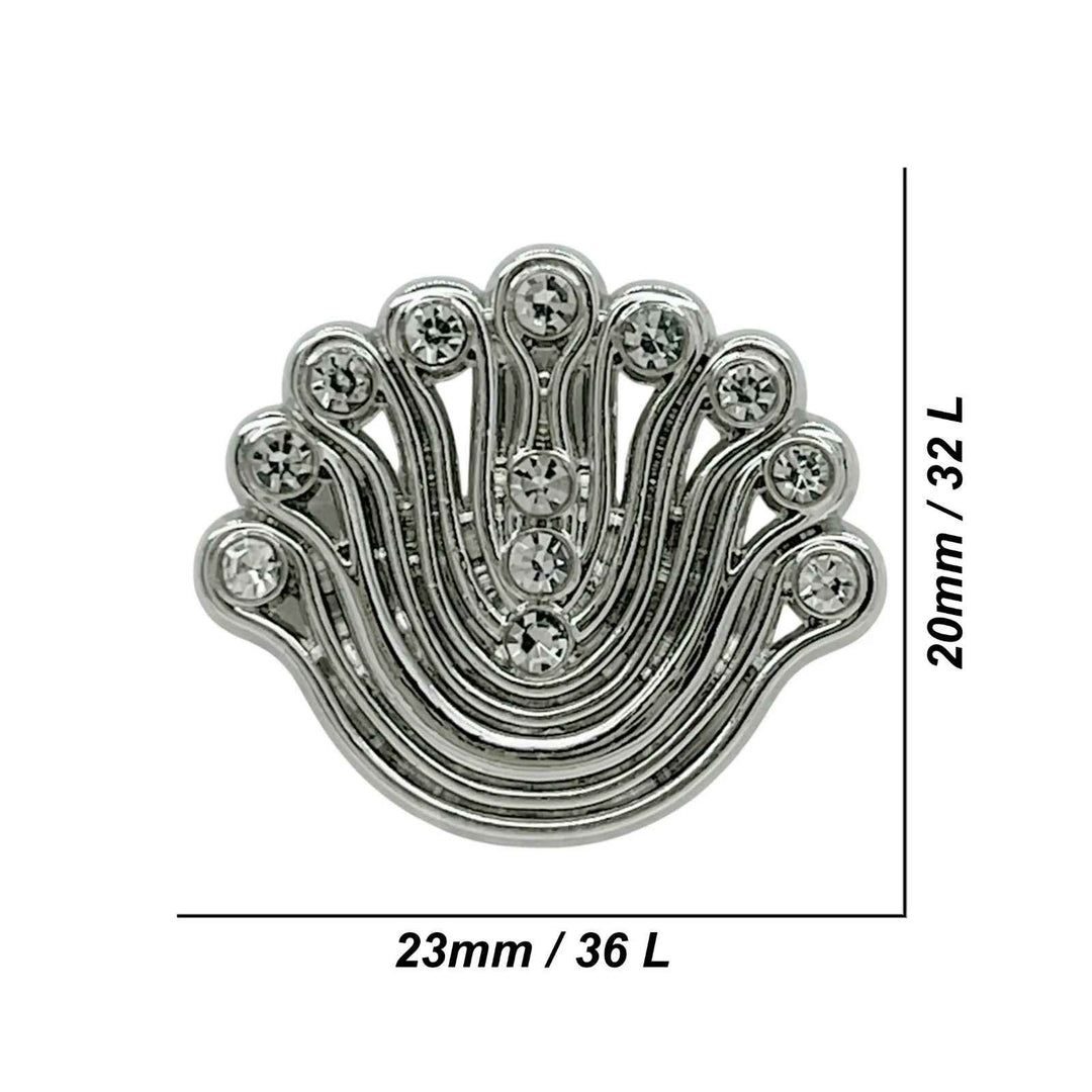 Decorative Fan-Shaped Metal Buttons | 14mm(22L), 18mm(28L) & 23mm(36L)