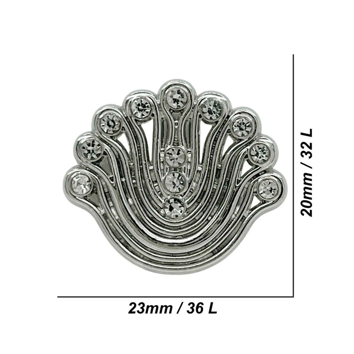 Decorative Fan-Shaped Metal Buttons | 14mm(22L), 18mm(28L) & 23mm(36L)