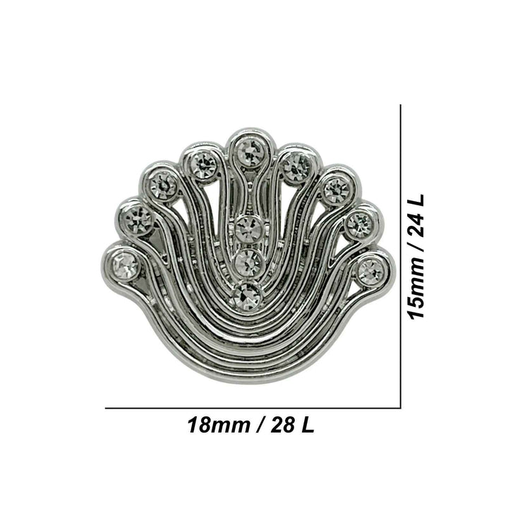 Decorative Fan-Shaped Metal Buttons | 14mm(22L), 18mm(28L) & 23mm(36L)
