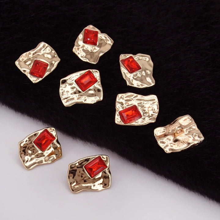 Gold Finish with Red Crystal Accent Metal Button | 23mm(36L)