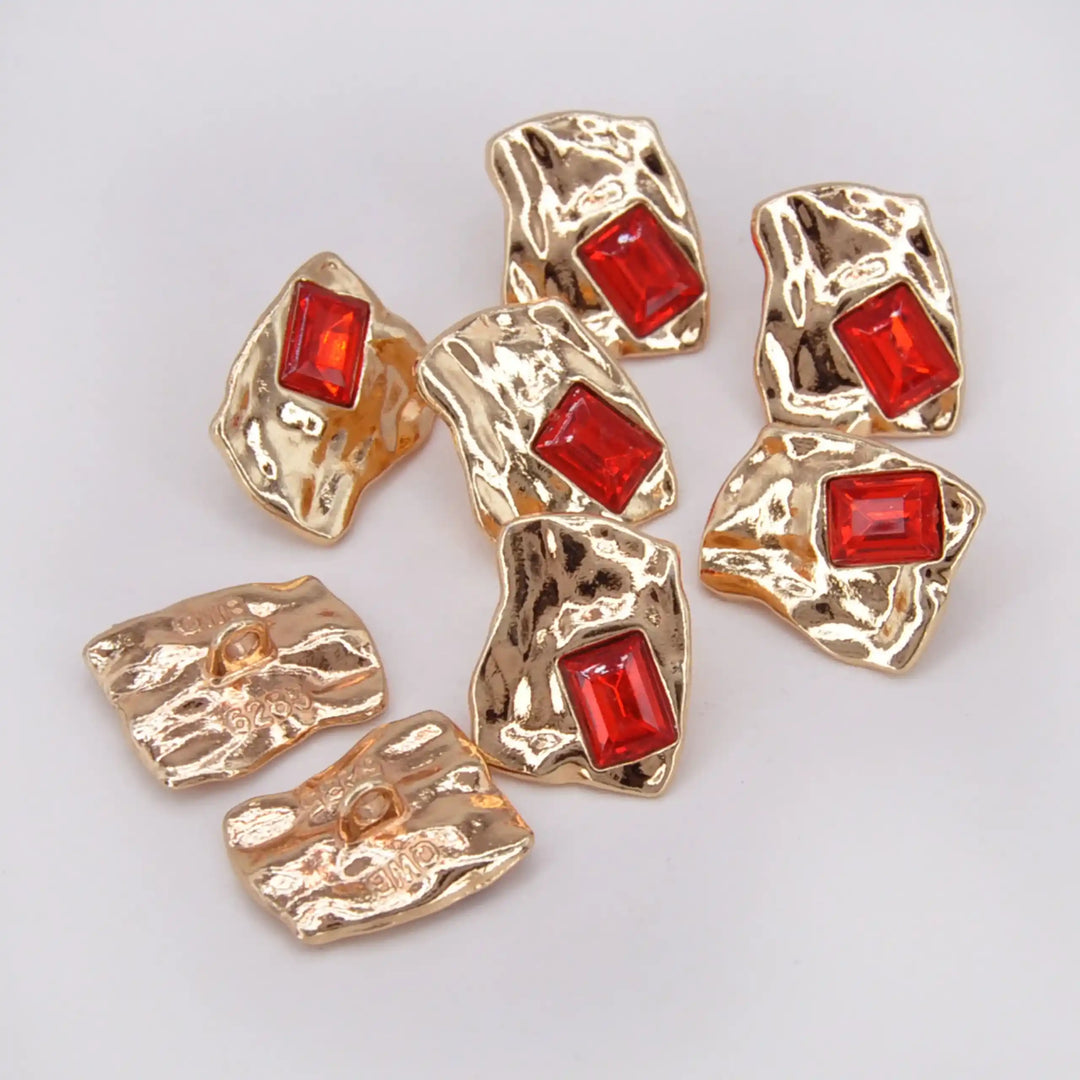 Gold Finish with Red Crystal Accent Metal Button | 23mm(36L)