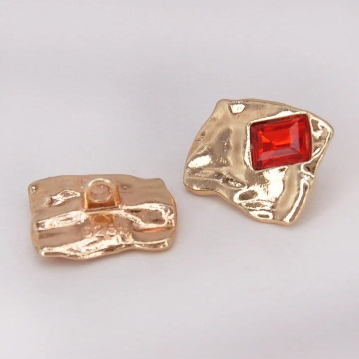 Gold Finish with Red Crystal Accent Metal Button | 23mm(36L)