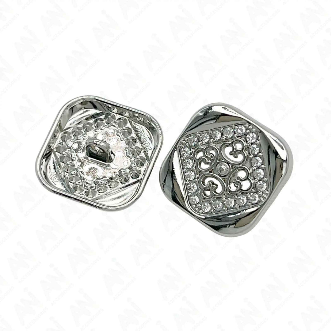 Square Crystal Metal Buttons | 15mm(24L), 18mm(28L) & 20mm(32L)
