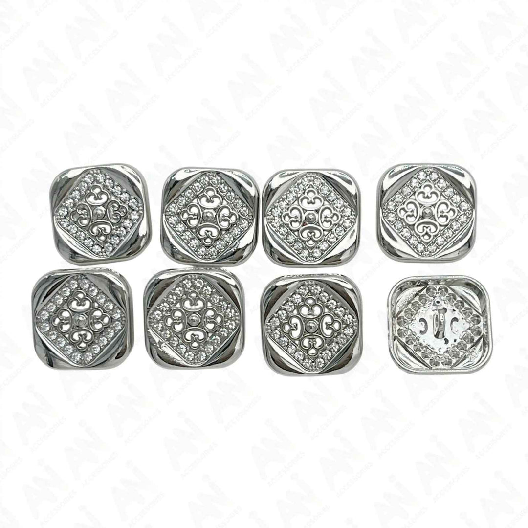 Square Crystal Metal Buttons | 15mm(24L), 18mm(28L) & 20mm(32L)