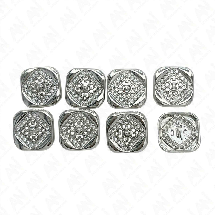 Square Crystal Metal Buttons | 15mm(24L), 18mm(28L) & 20mm(32L)