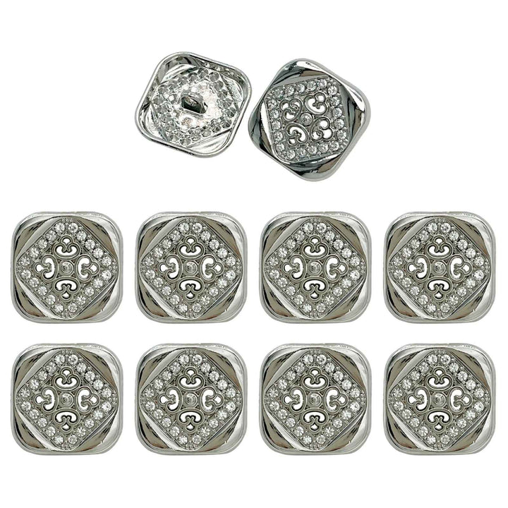 Square Crystal Metal Buttons | 15mm(24L), 18mm(28L) & 20mm(32L)