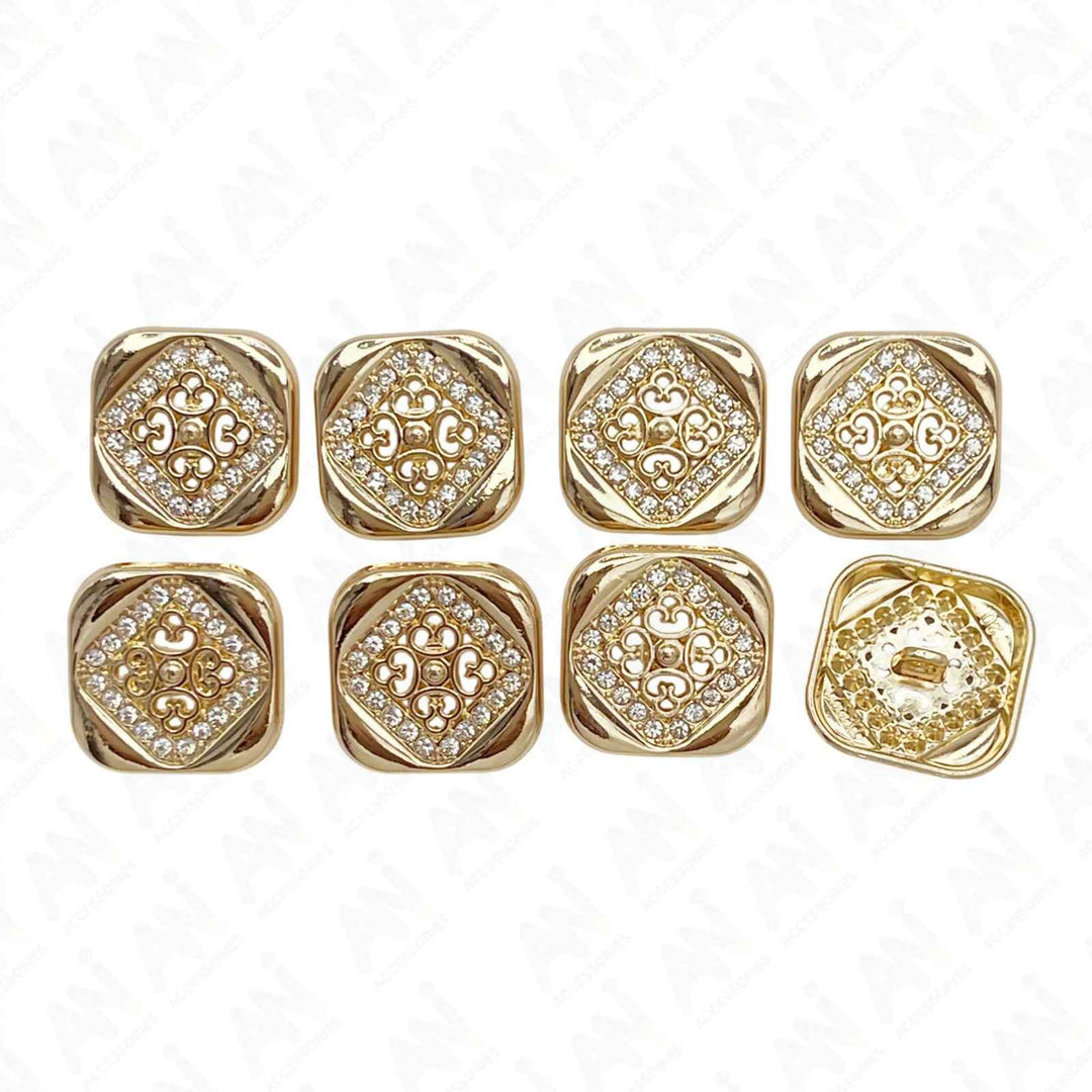 Square Crystal Metal Buttons | 15mm(24L), 18mm(28L) & 20mm(32L)