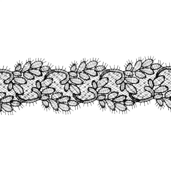 Black Floral Design Lace | Width 8.6cm (3.4 inches) 86mm