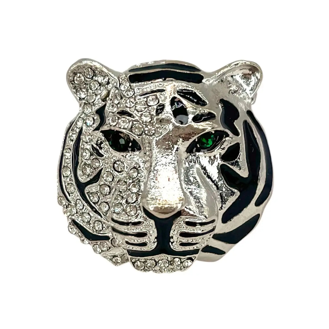 Rhinestone Tiger Brooch