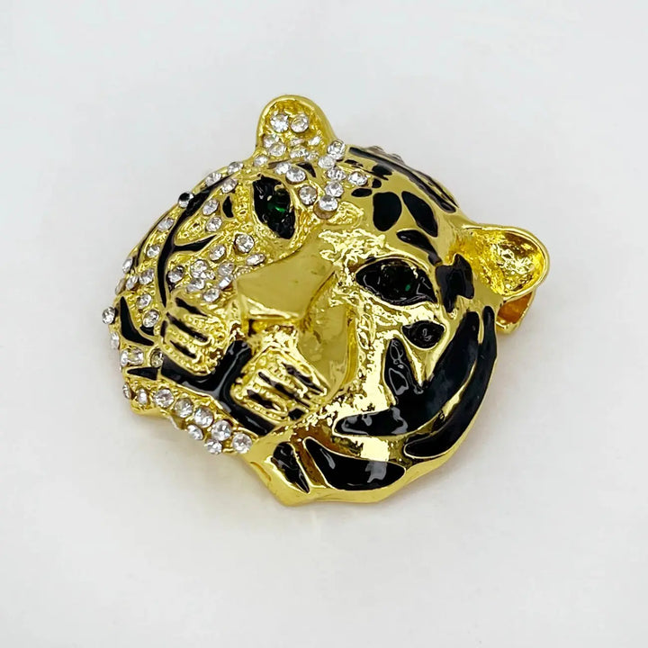 Rhinestone Tiger Brooch