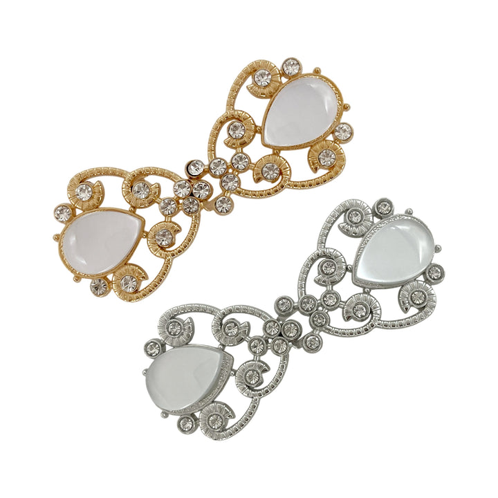 Pearl & Rhinestone Metal Frog Clsoure Buttons