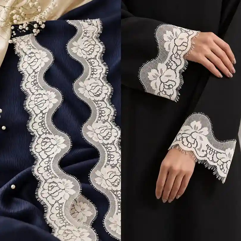 Wavy Rose White French Lace (Chantilly Lace), 12.7 cm (3 Metres)