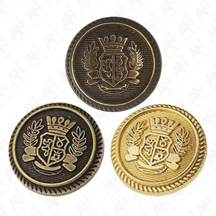 Royal Crest Antique Gold Metal Buttons