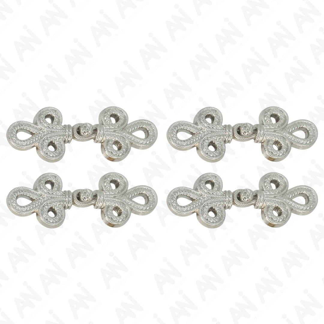 Luxurious intertwined loop frog closure metal button