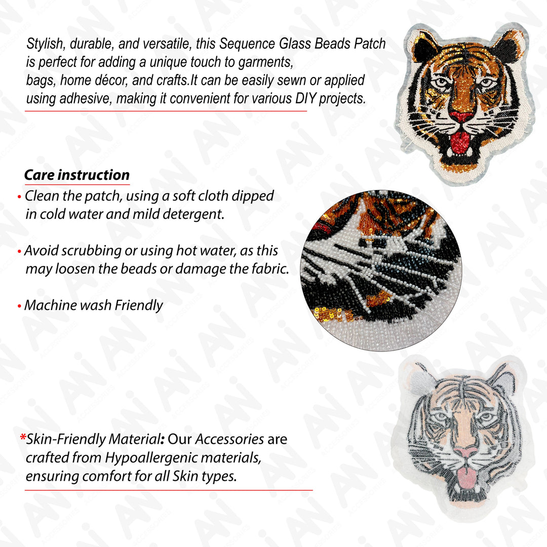 Big & Small size Tiger's Roar Beaded Sew Patch