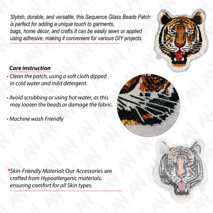 Big & Small size Tiger's Roar Beaded Sew Patch