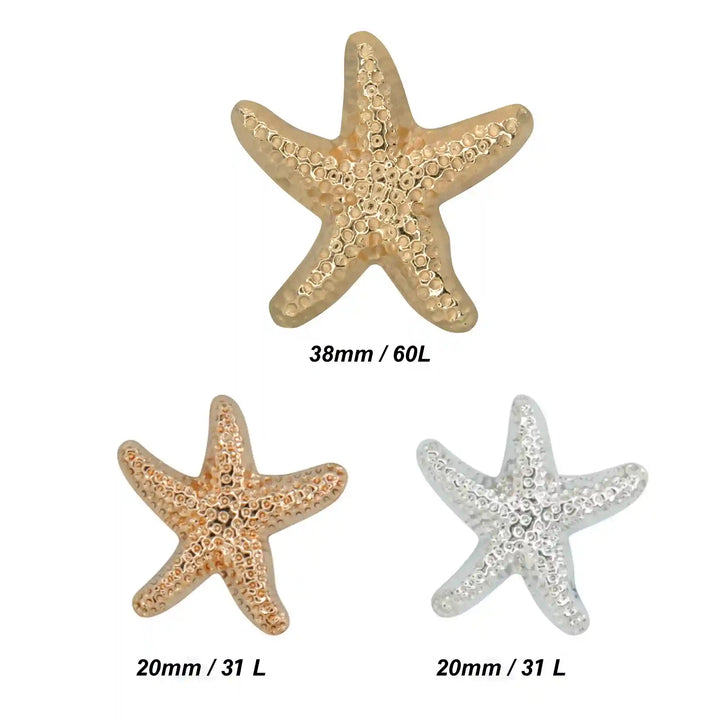 Sea Inspired Star Metal Buttons | 20 & 38mm