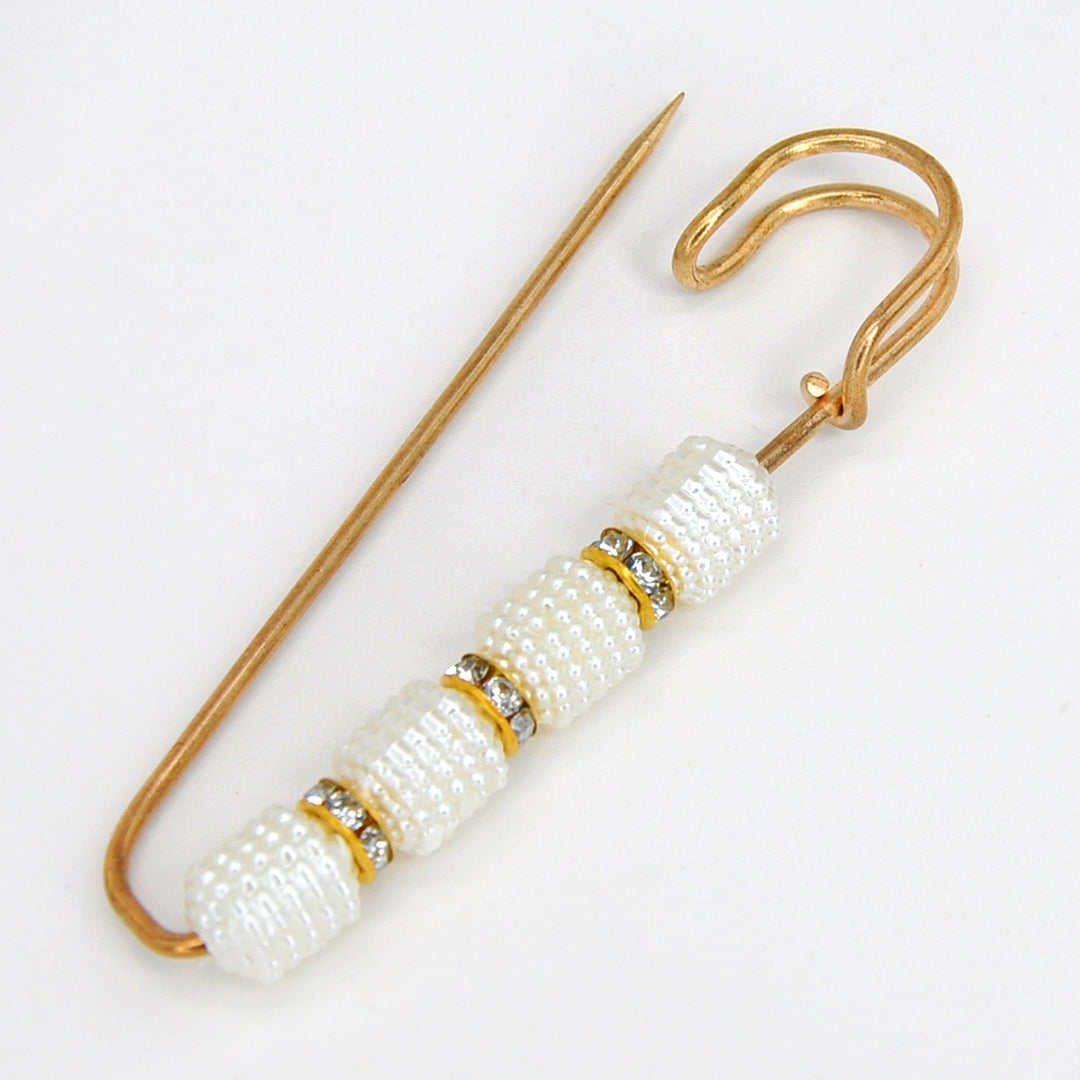 Gold Safety Brooch Pins with Pearls