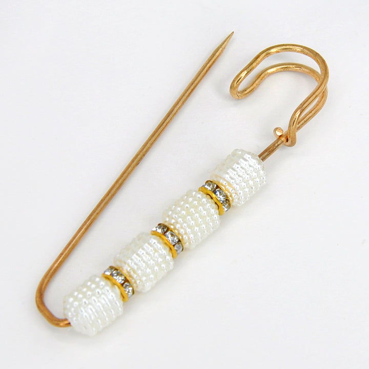 Gold Safety Brooch Pins with Pearls