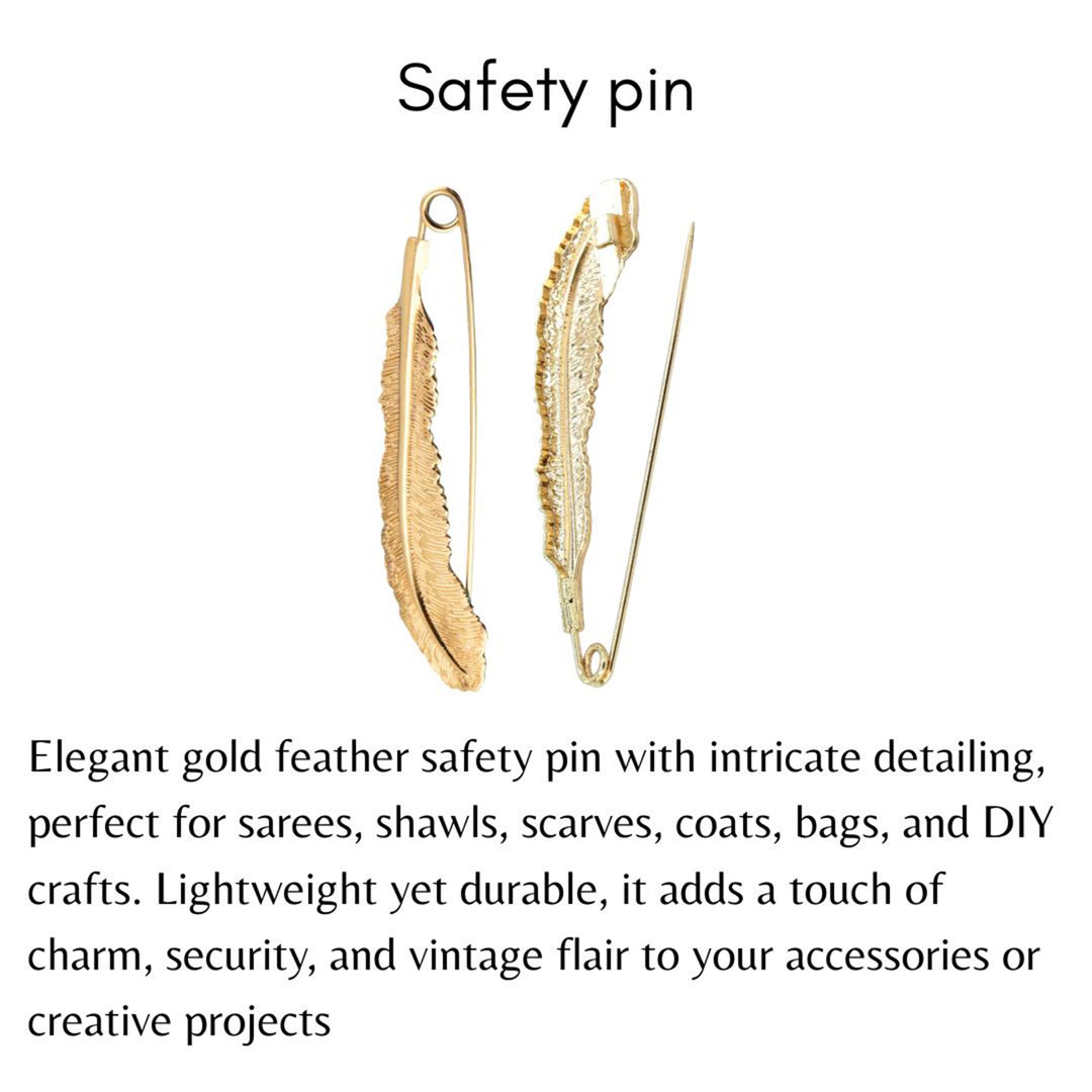 Feather Style Safety Pin Brooch