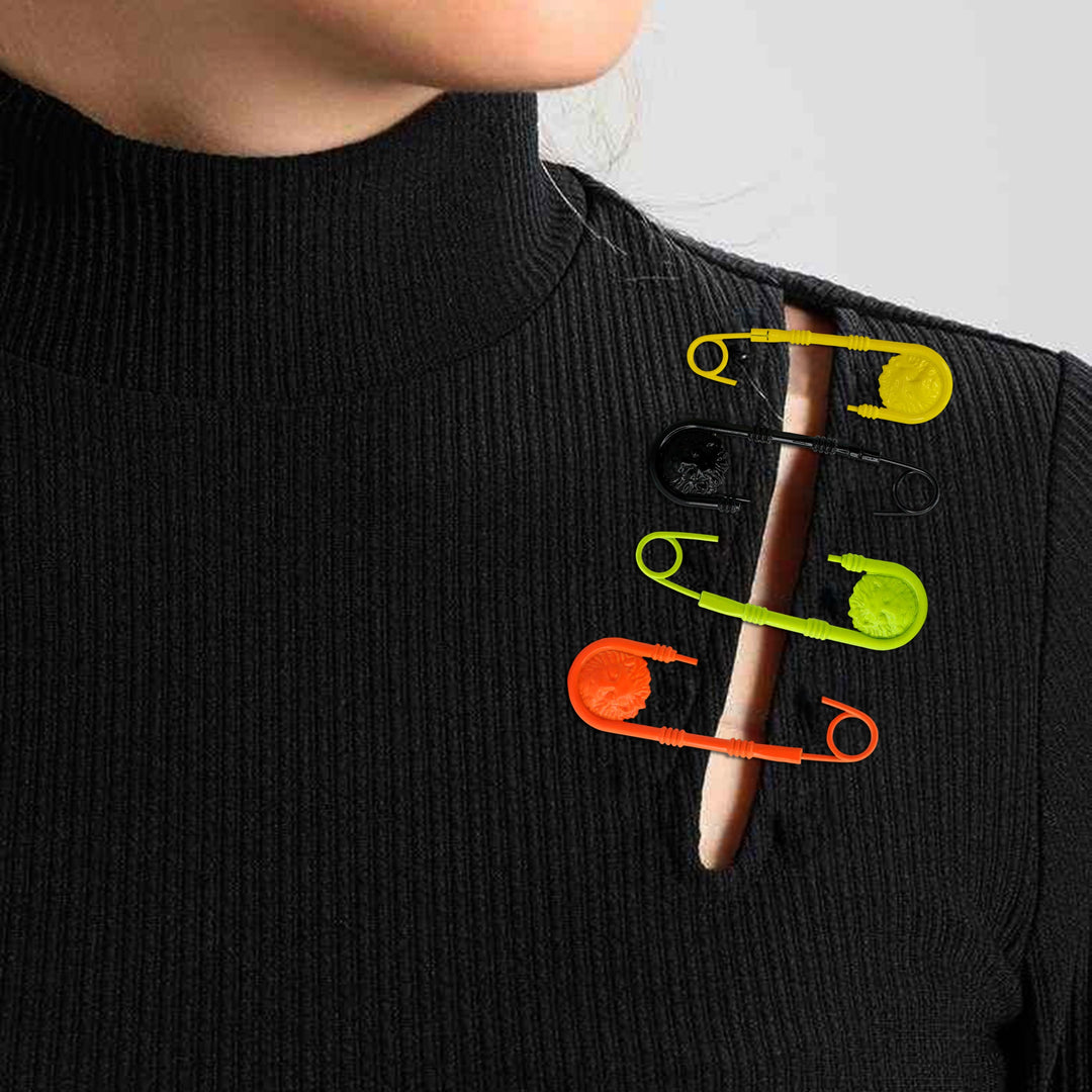 Lion Head Safety Pin Brooch