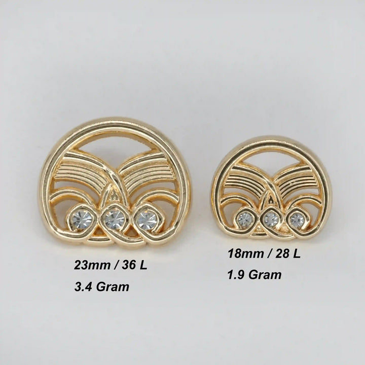 Molten Rhinestone Metal Button | 18mm(28L) & 23mm(36L)