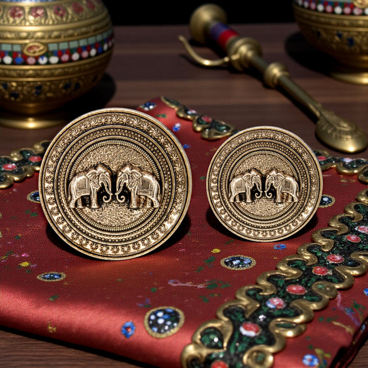 Confronted Elephant Design Metal Buttons | 18mm & 23mm