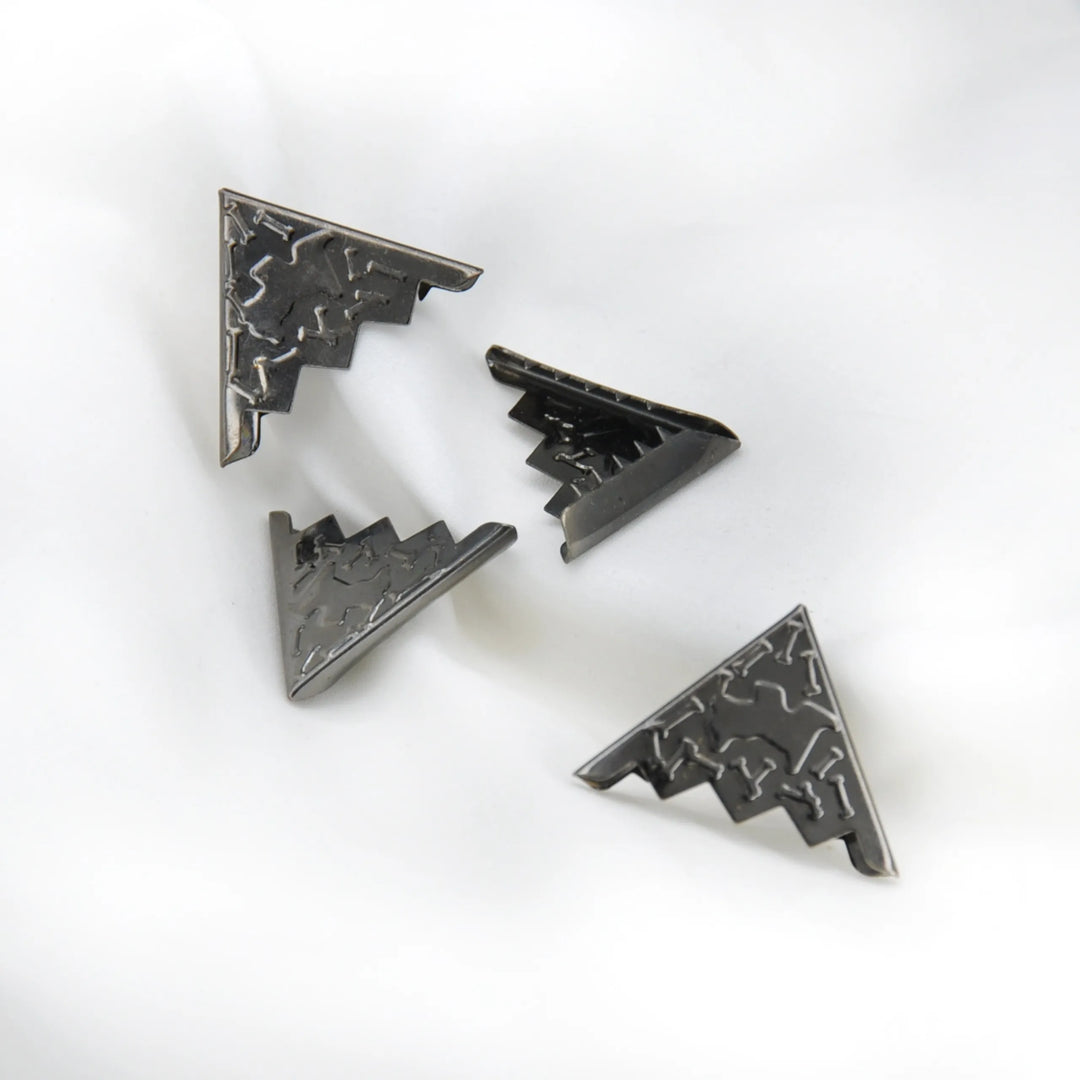 Silver Zig zag Lapel Pin Badge Collar Tips (4 pieces)