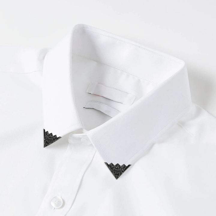 Silver Zig zag Lapel Pin Badge Collar Tips (4 pieces)