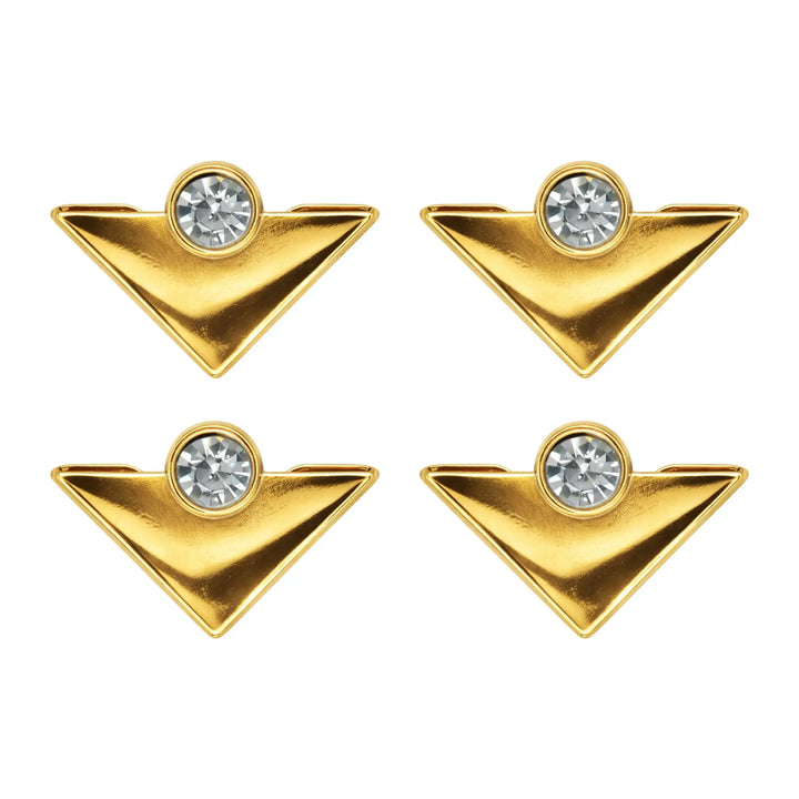 Gold Triangular Collar Tips with Crystals