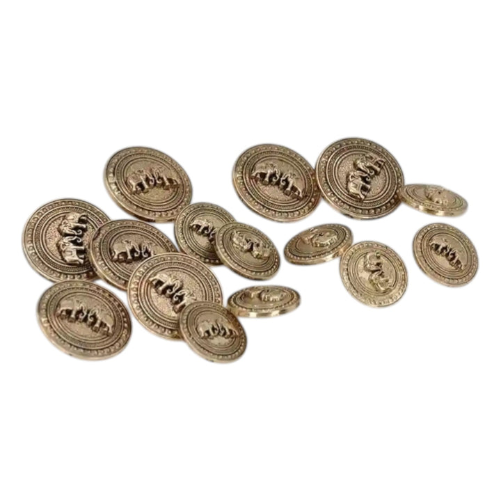 Confronted Elephant Design Metal Buttons | 18mm & 23mm