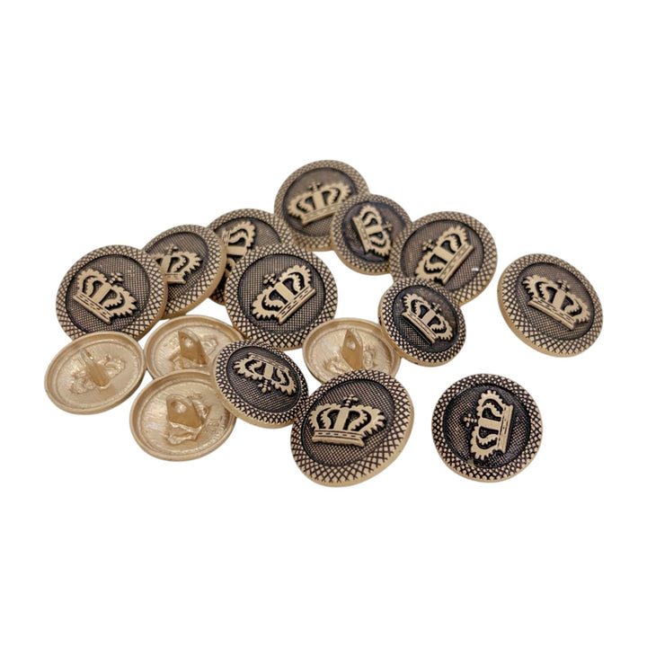 Regal Elegance Crown Metal Buttons | 18mm(28L) & 20mm(32L)