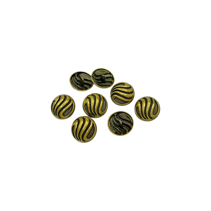 Ornate Metal Buttons with Wave Motif | 15mm, 18mm & 23mm
