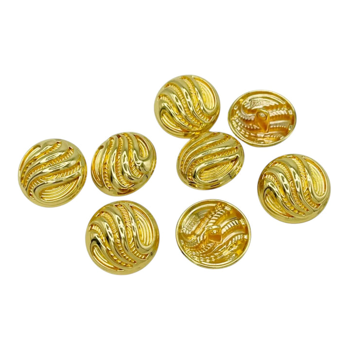 Ornate Metal Buttons with Wave Motif | 15mm, 18mm & 23mm