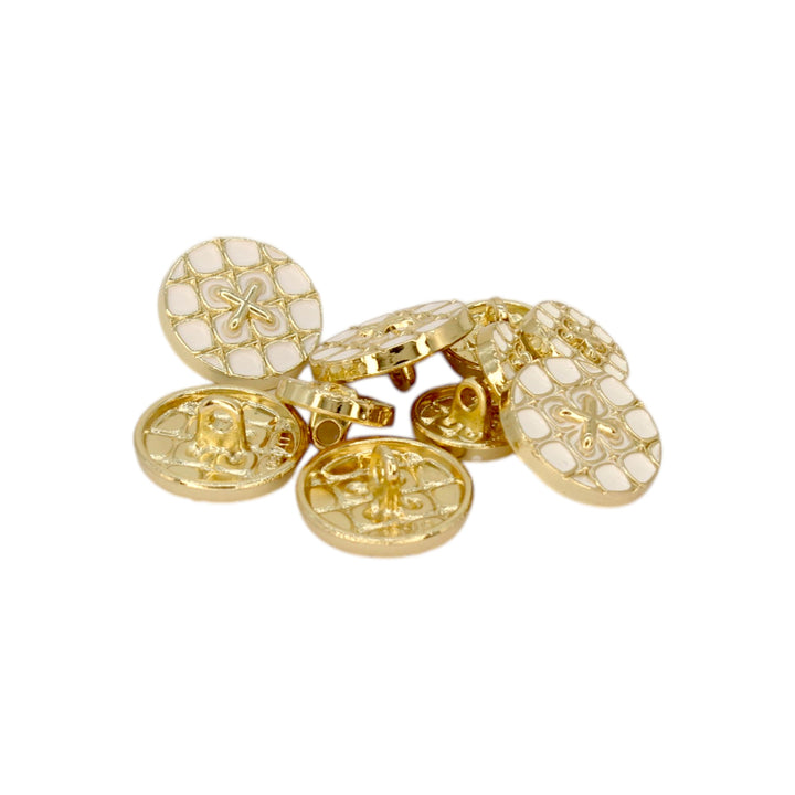 Monochrome Cross Design Metal Buttons | 12mm(20L) & 18mm(28L)