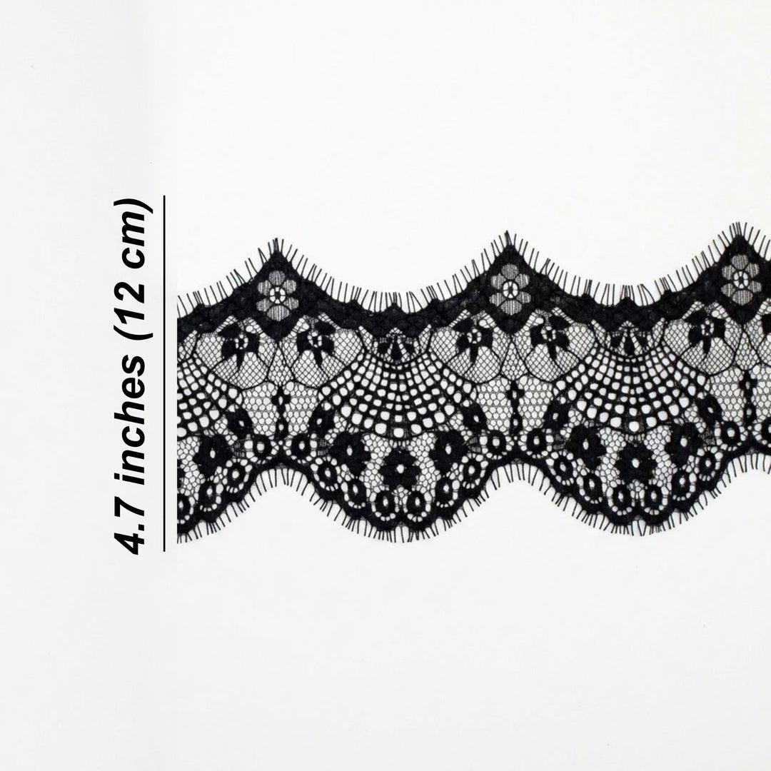 Chantilly Lace -  Eyelash Floral Scalloped Edge Trim