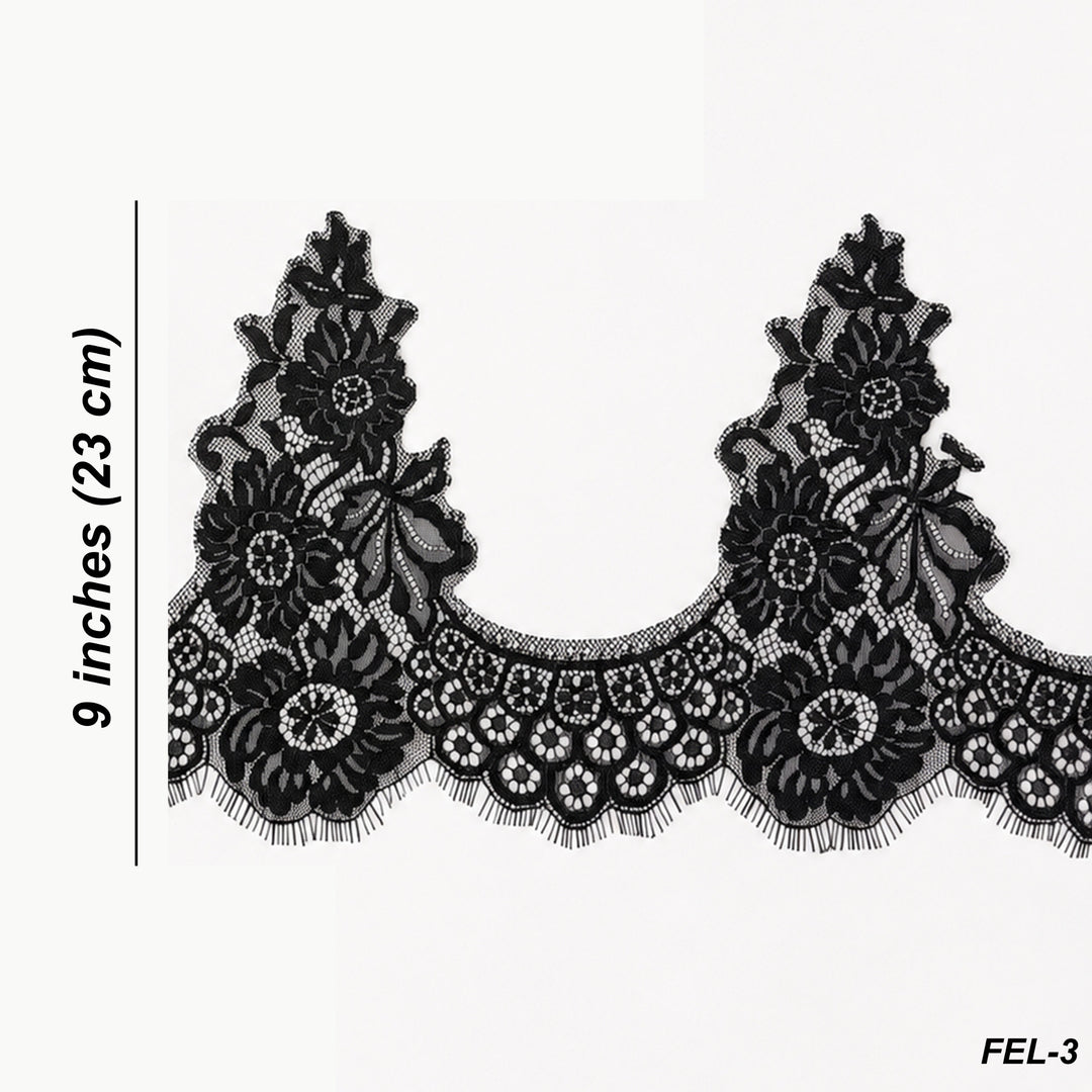Floral and Foliage Leaf Pattern Chantilly Lace -3 Meters | FEL-3N