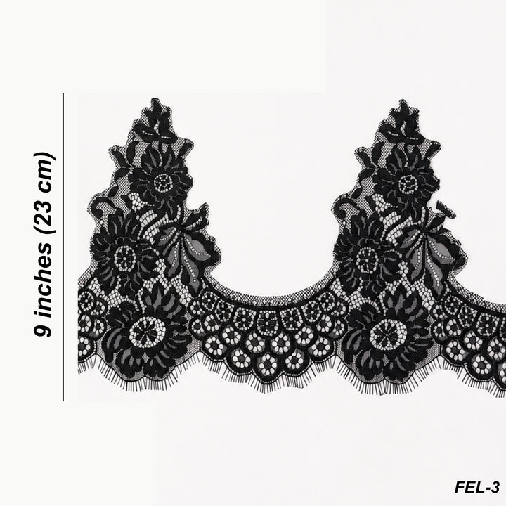 Floral and Foliage Leaf Pattern Chantilly Lace -3 Meters | FEL-3N