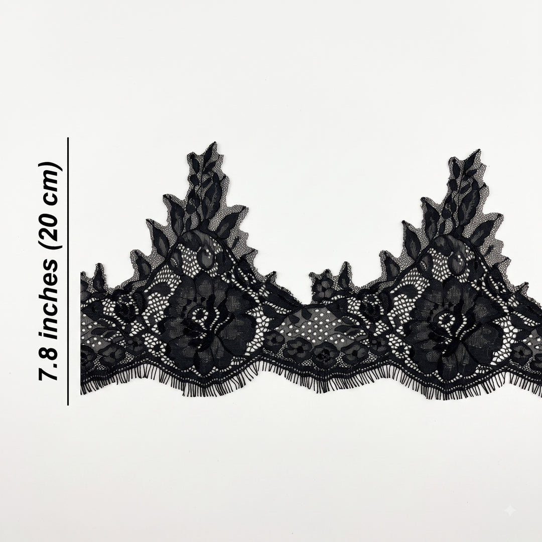 Floral Chantilly Lace Trim with Eyelash Edge | 3 Meters | FEL-5N