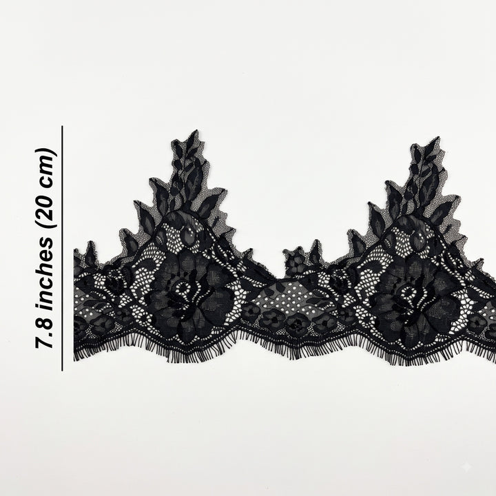 Floral Chantilly Lace Trim with Eyelash Edge | 3 Meters | FEL-5N